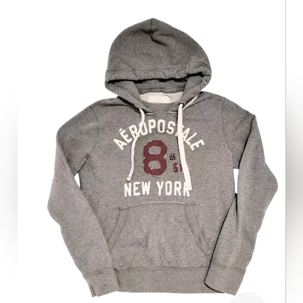 Aeropostale Y2K Hoodie Sweatshirt 8th Street New York Gray 2013 Mens M  Acadamia
